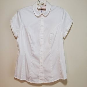 Bravissimo white collar short sleeve classic blouse, US size 10 really curvy